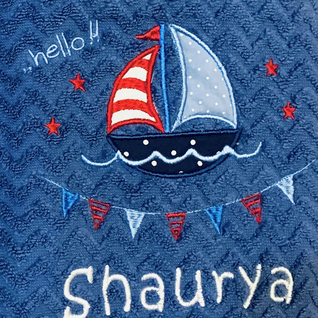 Lets Set Sail Blue Chevron Bath Set