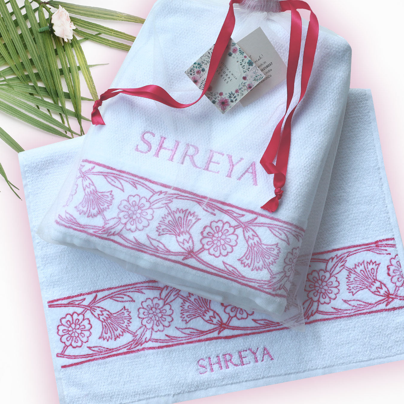 Summer Shades Block Pink Bath and Hand Set